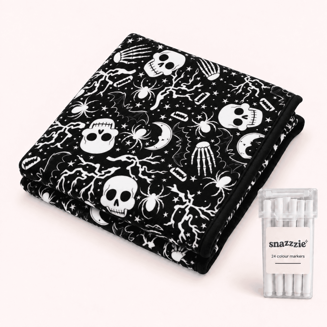 After Dark black-and-white coloring blanket with a case of 24 markers