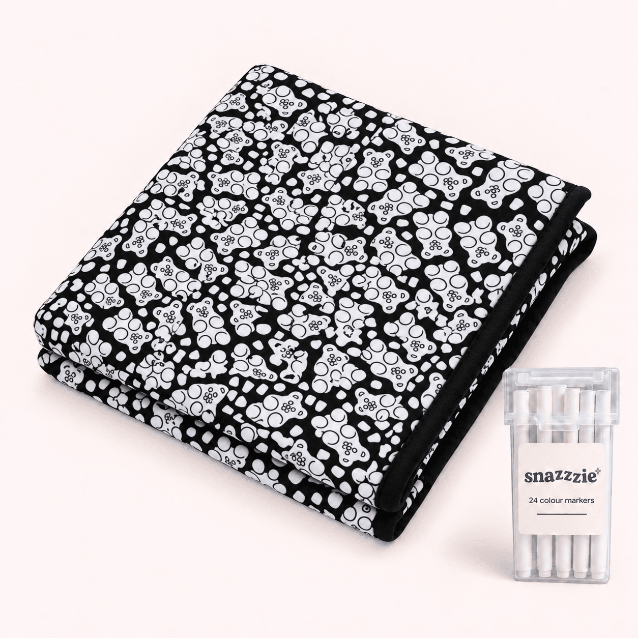 Gummy Bears black-and-white coloring blanket with a case of 24 markers